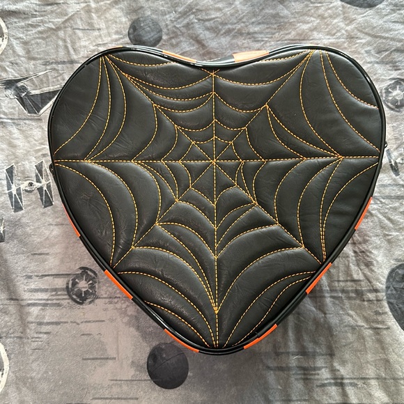 Love Pain and Stitches Handbags - BNWOT LOVE PAIN AND STITCHES OG PUMPKIN KULT SPIDERWEB HEART CROSSBODY